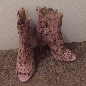 Blush Floral Cut Stiletto Boots